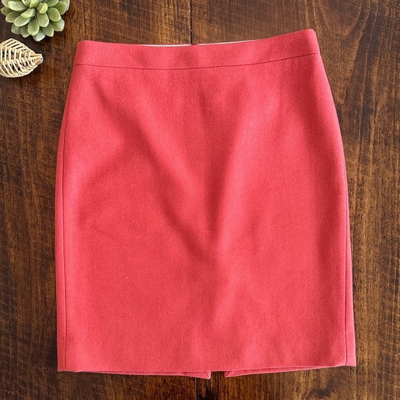J. Crew | “The Pencil Skirt” Wool Blend Knee Length Skirt in a Coral Color - Picture 1 of 5